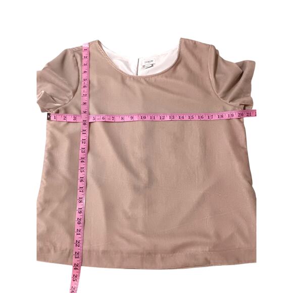 J. CREW Velvet Velour Short Sleeve Top Shirt Blouse Medium Beige Tan Neutrals - Picture 6 of 9